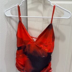Elegant Red and Black Women's Top